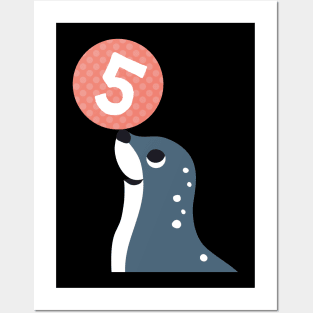 Funny Seal Turning 5 Birthday Animal Posters and Art